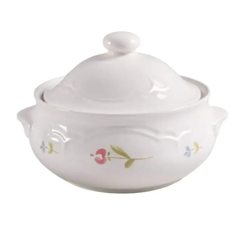 Pfaltzgraff Gazebo Garland Pattern 2 Quart Covered Stoneware Casserole Dish VTG